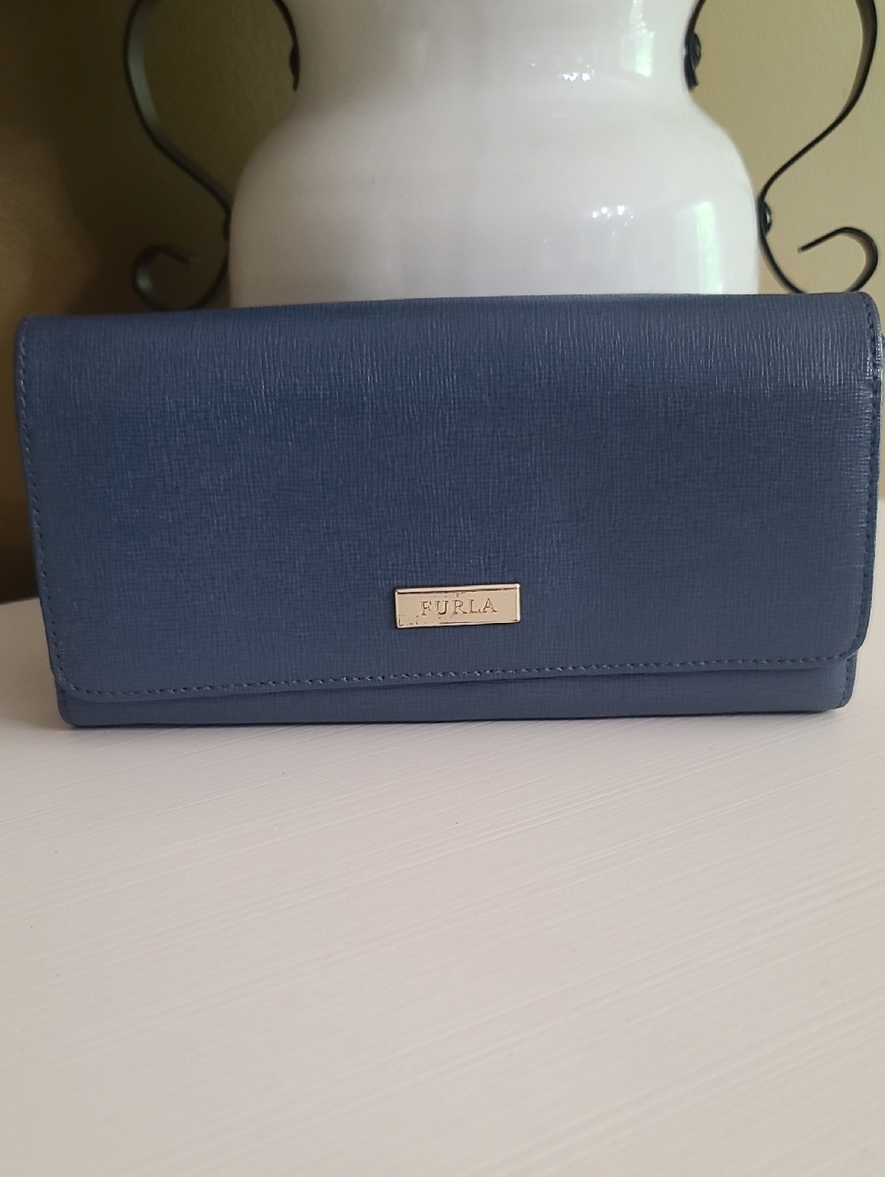 Furla Navy Saffiano Leather Continental Wallet